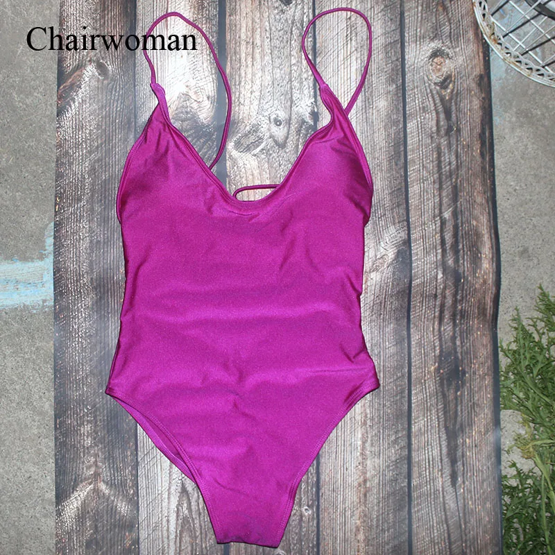 Maillot de bain avec coussretours de poitrine pour femme, monokini, bandage, sexy, push-up, rouge, vert, noir, 1 pièce