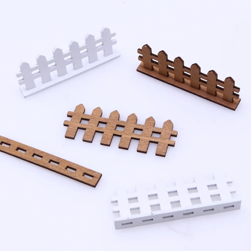 8*3cm Mini Wooden Fence DIY Miniature Fairy Dollhouse Landscaping Accessories Garden Pot Plant Wood Barrier Terrarium Decor