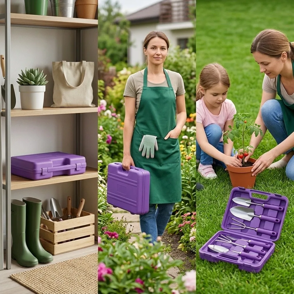 10-Piece Gardening Tool Set for Women Featuring Lightweight Construction Floral Pattern and Multi-Task Functionality