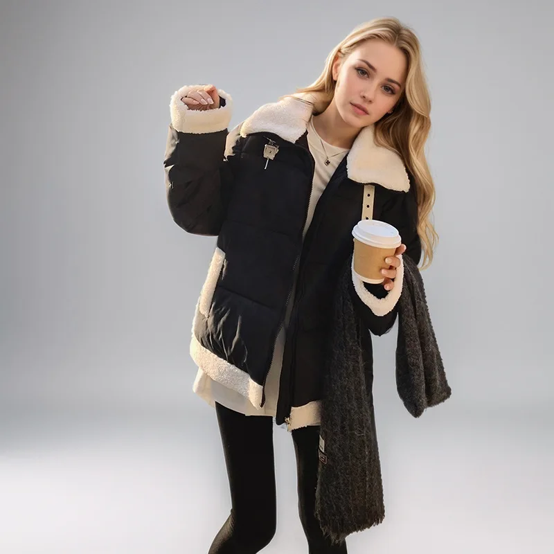 Cotton-padded Jacket Women's Winter 2025 Korean Stand-up Collar Fashion College Wind Cotton-padded Jacket