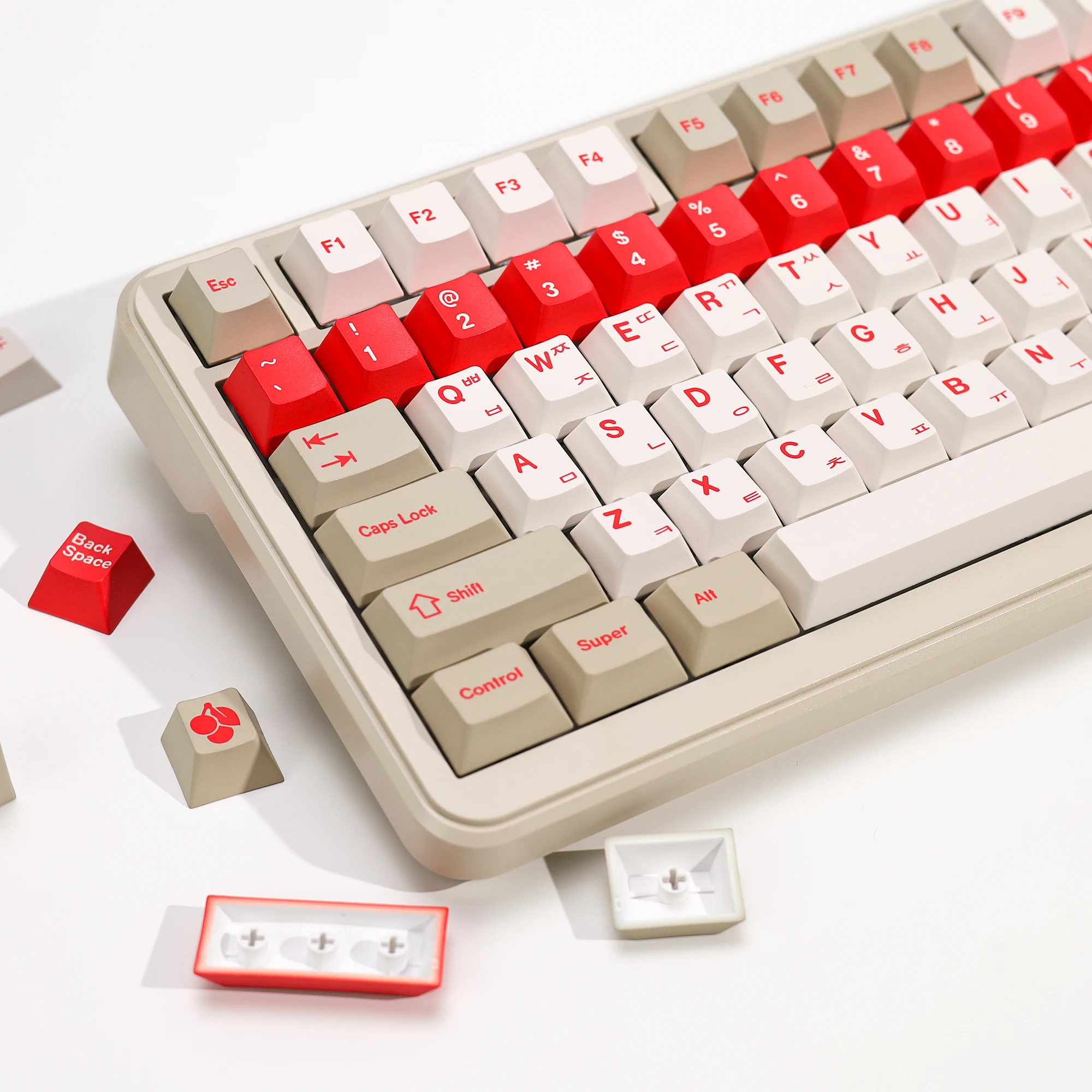 KBDiy GMK Red Alert Keycaps Korean PBT 143 Keys Set Retro Alice ISO Cherry Profile KeyCap For Custom DIY 60 Mechanical Keyboard
