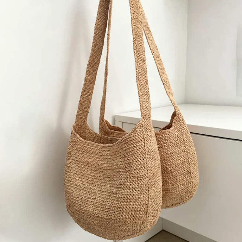 

Raffia Hand-crocheted Shoulder Bag High-quality Woven Handbag Bohemian-style Summer Beach Vacation Large Capacity Tote Bag