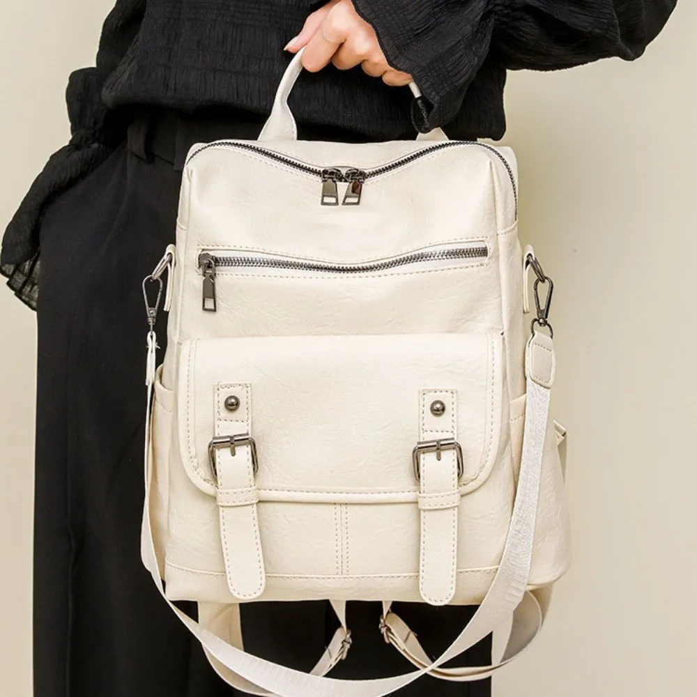 PU Peather Student Backpack Multifunctional Large Capacity Student School Bag Crossboby Anti Splash Water Mommy Shoulder Bag