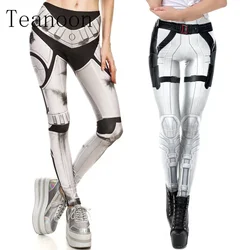 Fashion Women Leggings 3D Digital Printed Pants Punk Armor Cosplay Clothes Skinny High Waist Casual Leggins