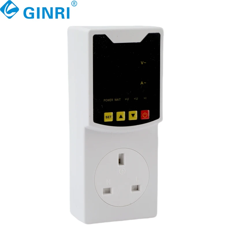 3個入り デジタル調整式 16A 自動電圧保護ソケット 単相AC 220V EU/UK/USプラグ付き