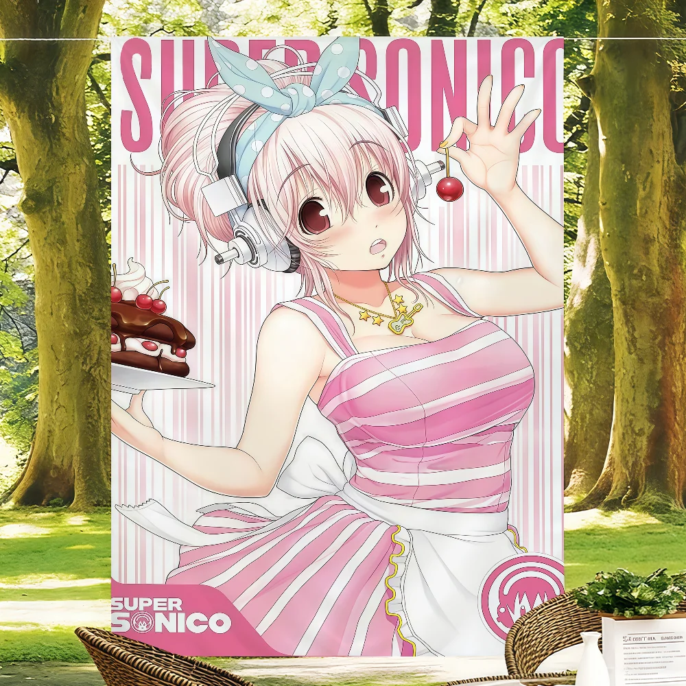 Niedliche Anime Super S-Sonico Girl Flagge, geeignet für Outdoor-Camping-Partys, Hochzeiten, Wohnzimmer- und Schlafzimmerdekoration