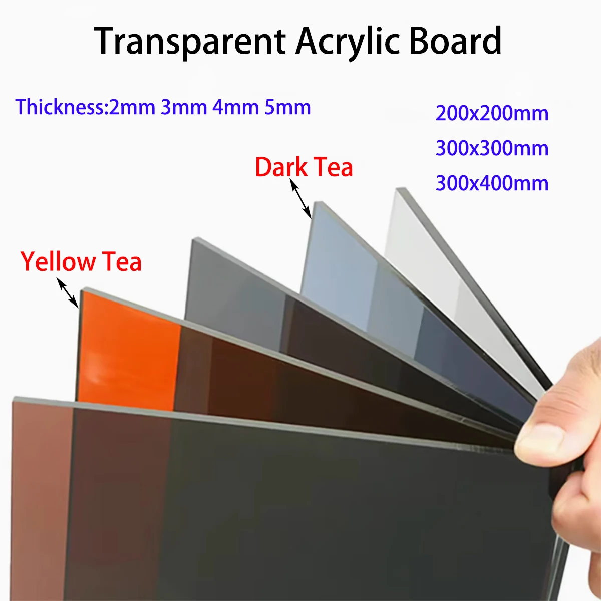 Brown Acrylic Sheet, Transparent Dark Tea Color, Yellow-Brown Color, Light-Transmitting Sheet. Thickness 2mm, 3mm, 4mm, 5mm