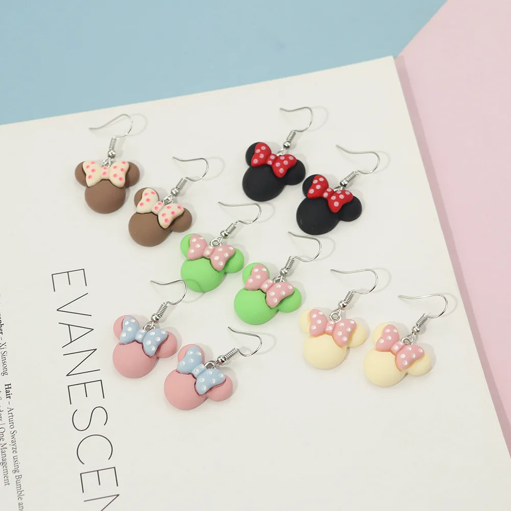 Disney Mickey Mouse Earrings for Girls Anime Jewelry Accessories Minnie Fashion Cartoon Stud Earring Children Birthday Xmas Gift