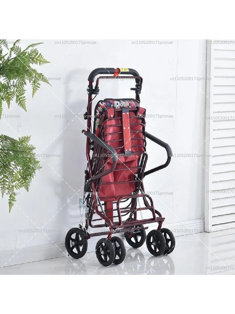 Foldable Mobility Scooter for Seniors, Portable Electric Shopping Cart with Seat, 4 Wheel Travel Trolley