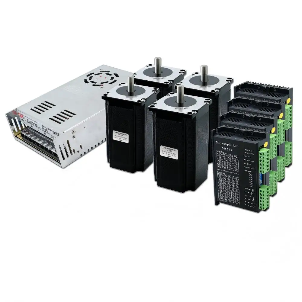 EU verzonden Nema 23 stappenmotor 4-assige kit 2,2Nm 2,5Nm 3Nm met driver DM556 350W-36V voeding AC 200-240V MPG Mach3 Motion Card