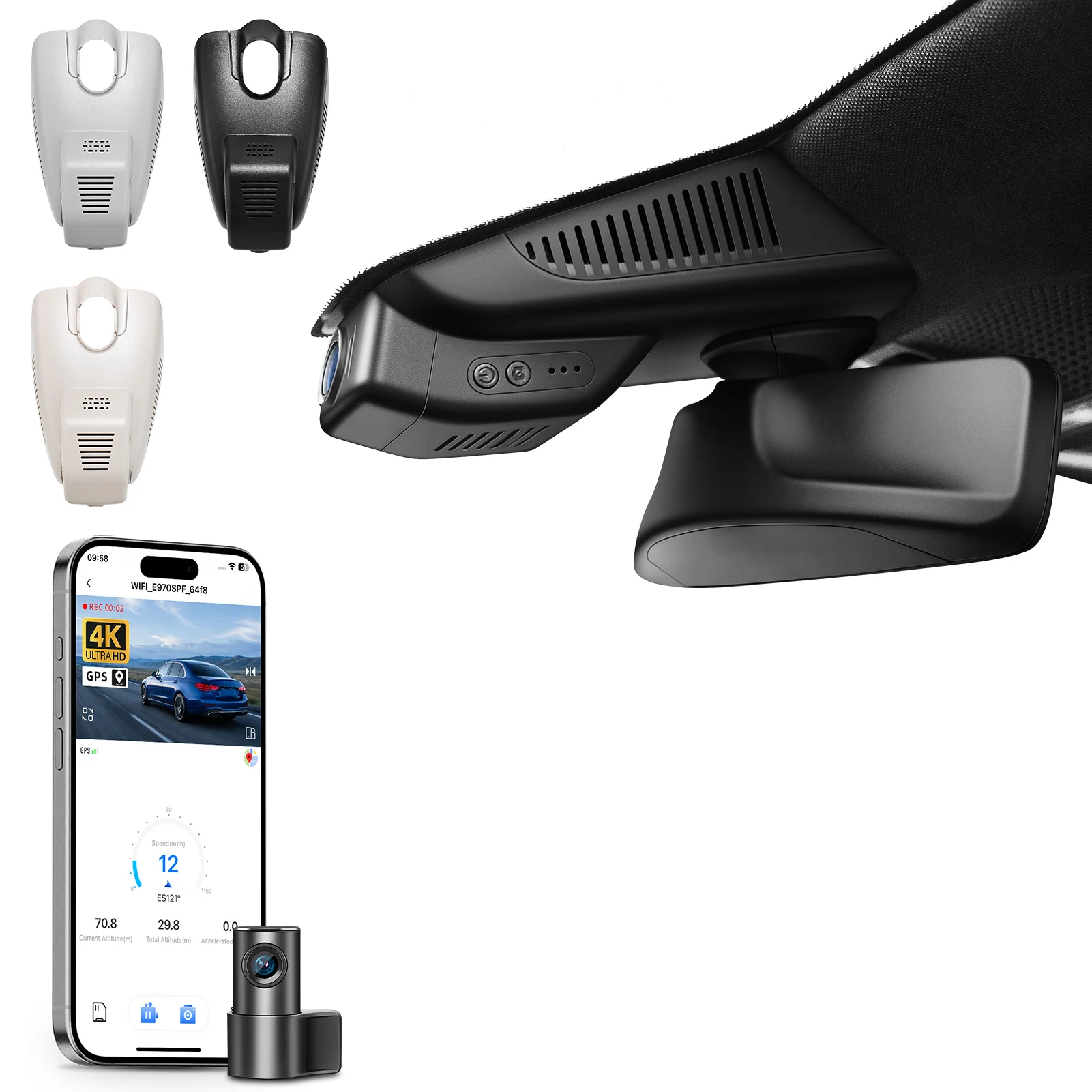 Mangoal Dash Cam 4K WiFi & APP GPS For Mercedes-Benz C-Class W205 C205 S205 A205 Car Camera Recorder (Model A/B) 2015-2021