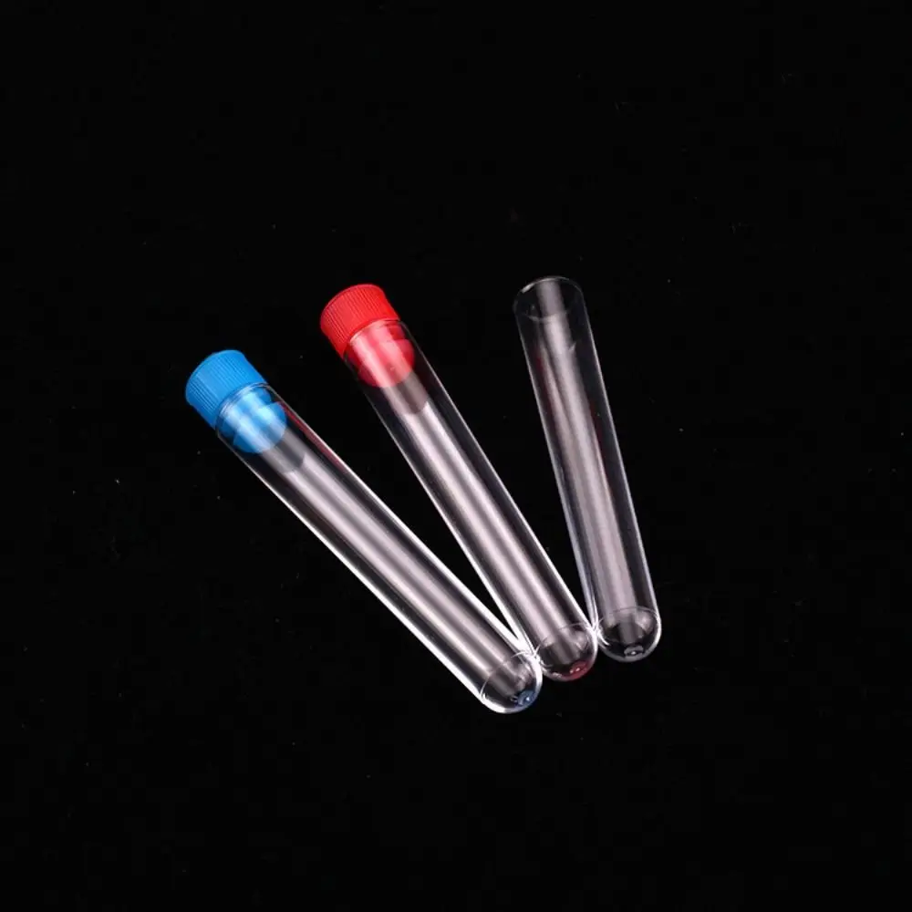 With Screw Cap Plastic Test Tubes Clear Round Bottom Laboratory Test Tubes Transparent Plastic Transparent Test Tubes School Lab