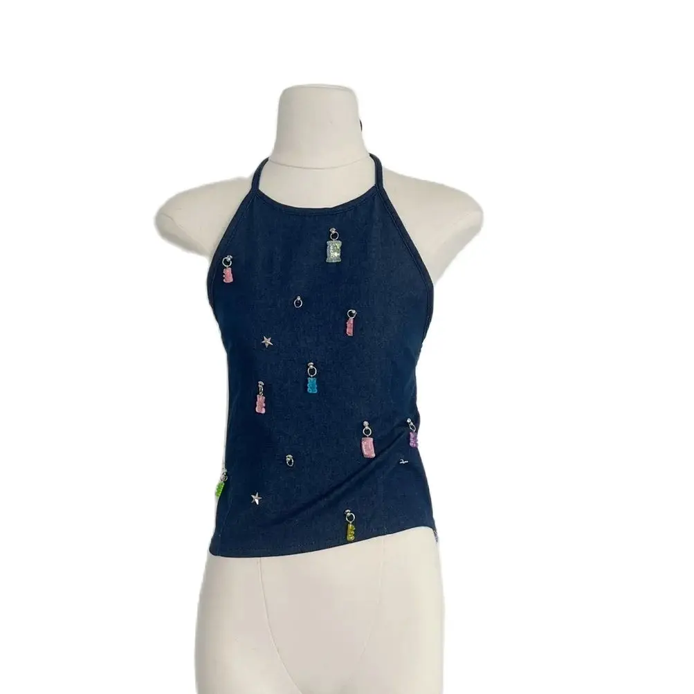 

Heavy-duty design denim suspenders for women, versatile summer outer wear, sleeveless tops, halter neck, hot girl outfits