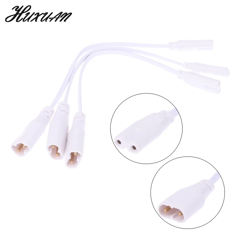 3Pcs Fluorescent Lamp Power Cord Cable T5 Plug Wire Cord LED 2 Hole Docking Cable Bracket Light Male Female Connect Cable