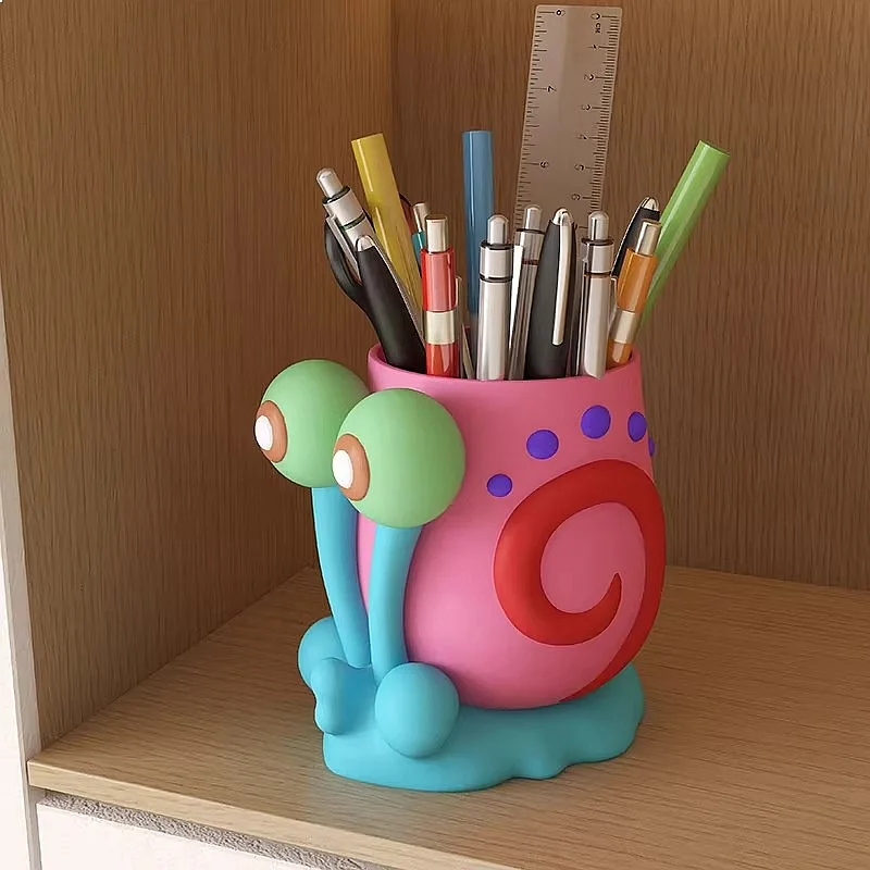 Cute Snail Pen Holder Storage Box Large Capacity Desk Organizer Decor Ornament For Kids Girls Student Daily Study Use