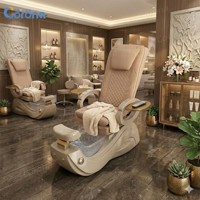 High Quality Pedicure Spa Chair with Bowl And Whirlpool Pedicure Platform Comfortable Salon Furniture for Professional Nail Care