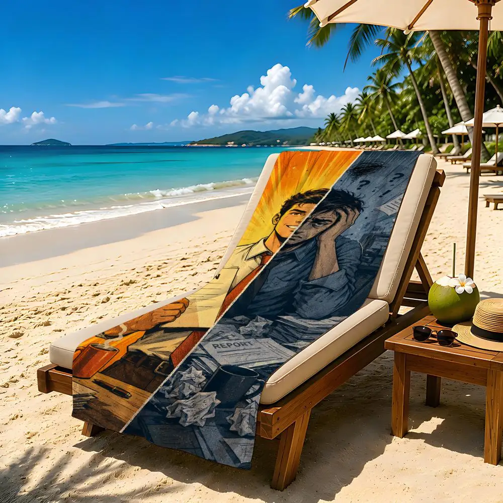 Weide One Line Apart Discipline vs. Chaos Towel Extra Large Beach Towel Quick Dry Sand Free Super Absorbent Lightweight