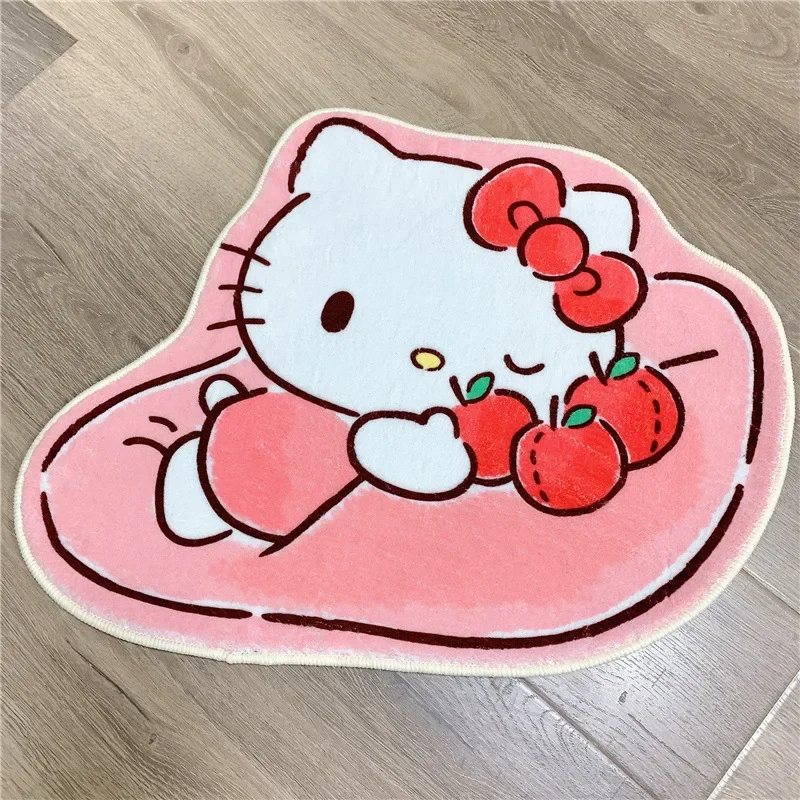 Sanrio Kawaii Hellokitty Cartoon Anime Plush Floor Mat Bathroom Non-Slip Carpet Cute Car Cushion Soft Cashmere Living Room Decor