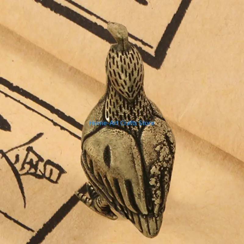 Y3NA Miniature California Quail Bird Sculpture, Metal Look Figure for Display Cabinet