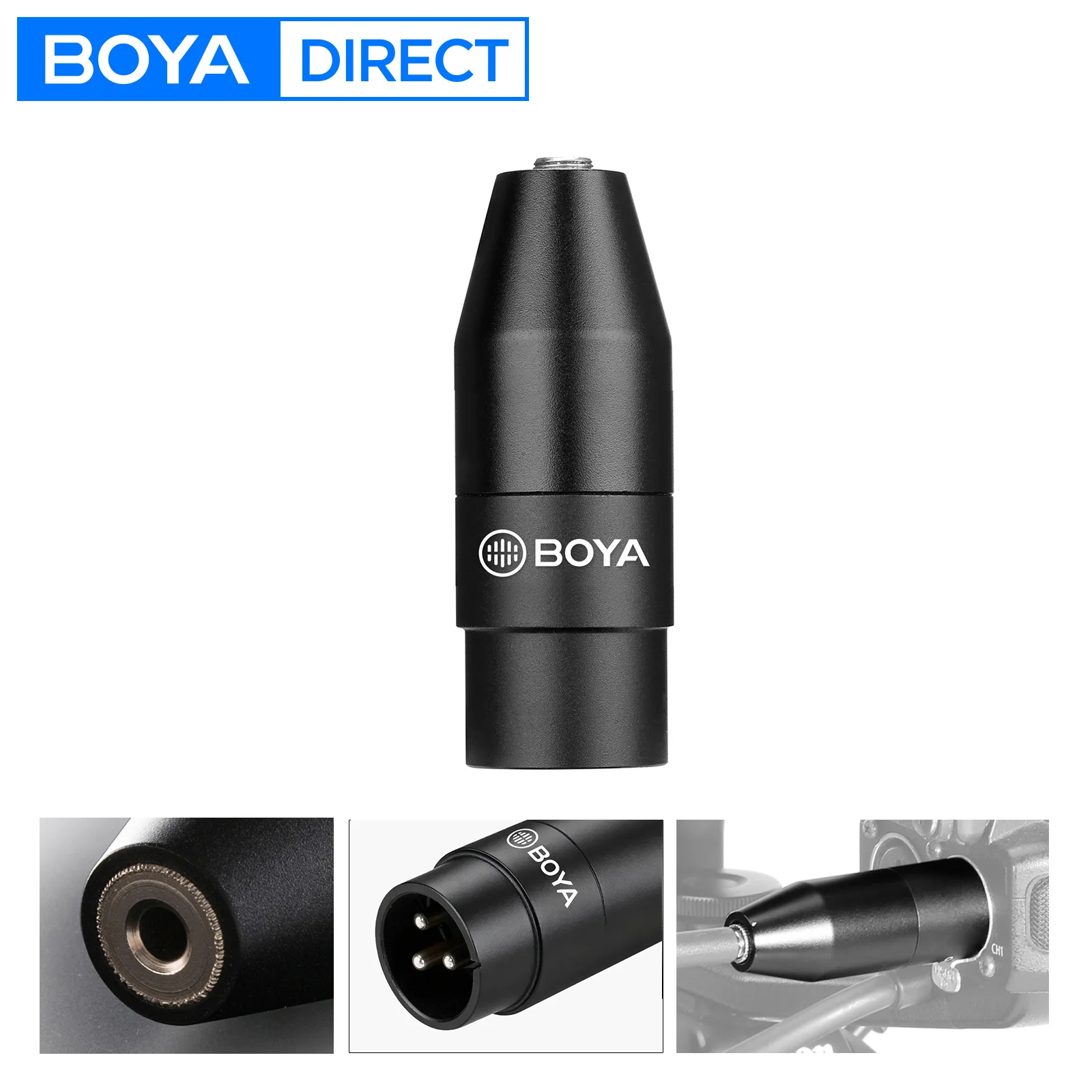 BOYA 35C-XLR 3.5mm(TRS) 소니 캠코더 레코더 및 믹서용 3핀 XLR 수 커넥터에 대한 미니 잭 암 마이크 어댑터
