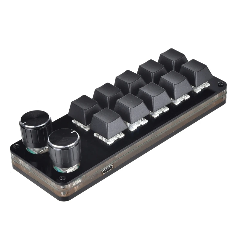 Macro Mechanical Keyboard 10 Keys Mini Keyboard with 2 Knob Design Professional