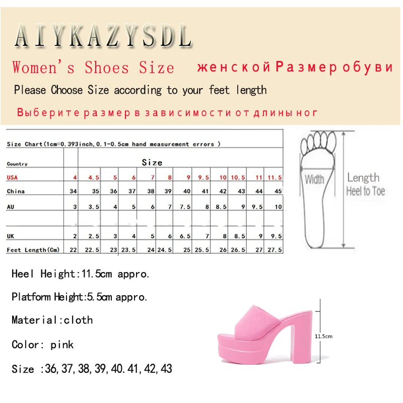 AIYKAZYSDL Pink Mules donna Casual pantofole da esterno piattaforma Chunky Block sandali con tacco alto spesso scarpe primaverili estive Lady 2023