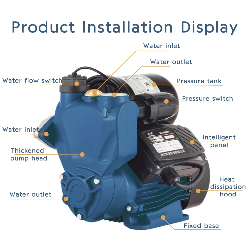 Factory Wholesale Blue Intelligent Automatic Self-Priming Smart Silent Booster Pump, Increase Pressure and Improve Efficiency
