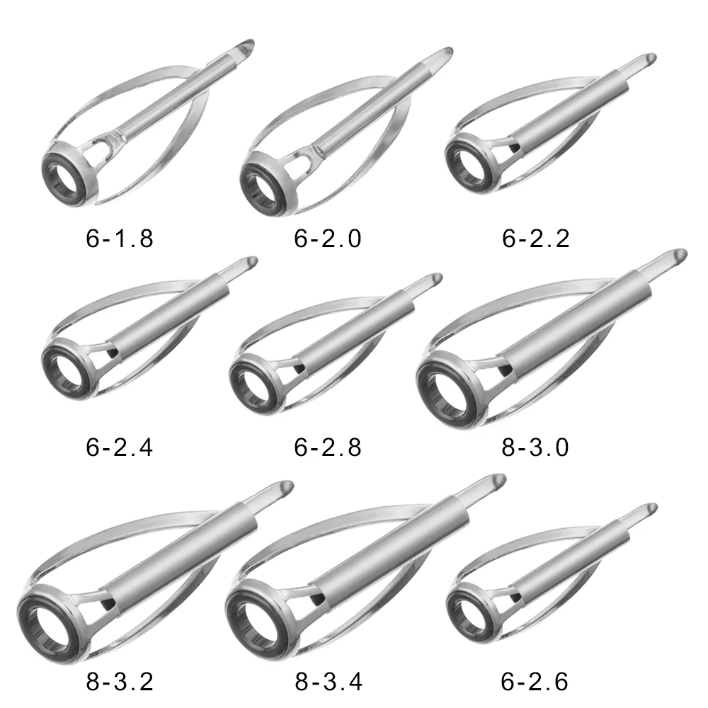 Guías para caña de pescar, accesorio de fundición giratoria de 1,8mm-3,6mm, Marco plateado, puntas de anillo SIC, anillos de ojo superior,