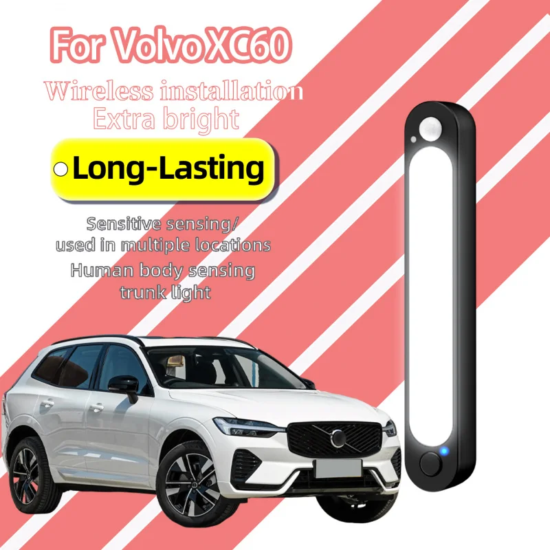 For Volvo XC60 Luxury Mid-size SUV Trunk Light Rechargeable Wireless Magnetic Motion Sensor LED Rear Trunk Illumination Lamp