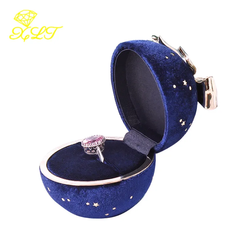 Gypsophila Round Jewelry Box Creative Corduroy Bow Ring Box Jewelry Boxes and Packaging For Ring Earring Pendant Organizer