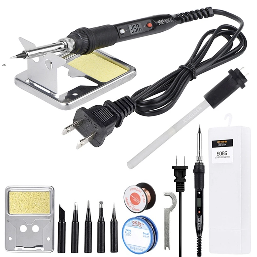 

JCD 80W Digital Electric Soldering Iron Kit Set Temperature Adjustable 908S Welding Tool Ceramic Heater Soldering Tips Rework