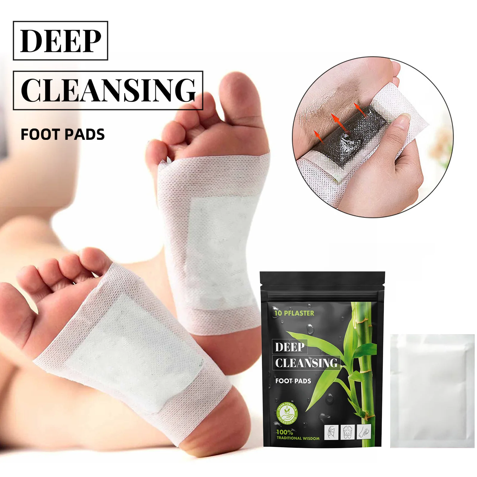 Natural Ginger Bamboo Detox Foot Patches Detoxification Body Toxins Cleansing Slimming Stress Relief Feet Pads Beauty Health