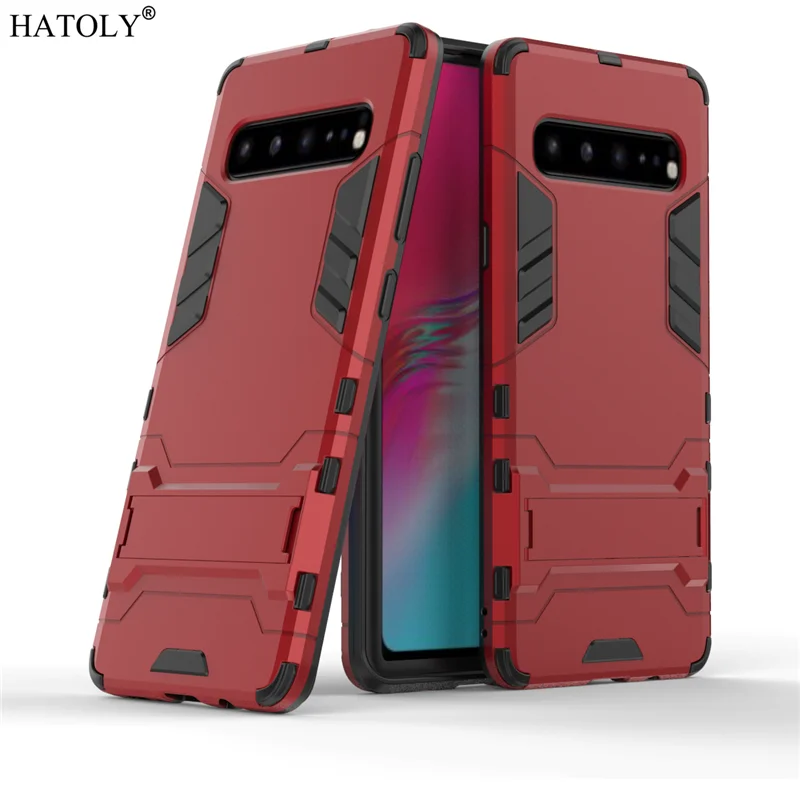 Funda de goma para Samsung Galaxy S10 5G, carcasa a prueba de golpes, armadura de doble capa, soporte, parachoques, 5G