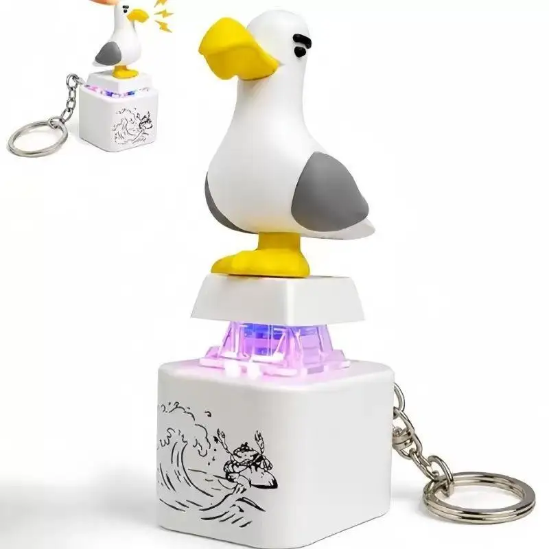 /Vly/Seagull Keycap Keychain Luminous Clicky Keyboard Stress Relief Creative Fidget Toy LED Sound Keychain Portable Pendant Mine
