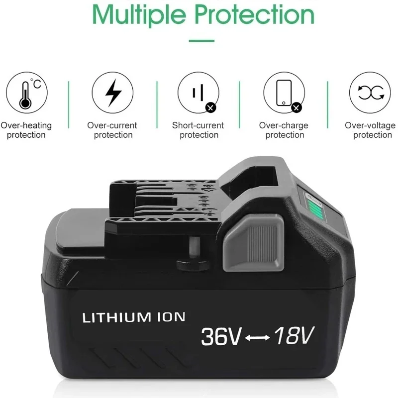 6500mAh/8000mAh 18V/36V Battery for Metabo HPT（Hitachi） MultiVolt Battery 371751M 372121M BSL36A18 BSL36B18 Lithium-ion Battery