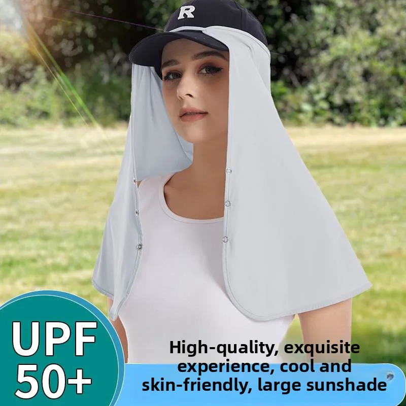 日焼け止めアイスシルクスカーフカバーアップ女性用アウターウェアショール高級帽子カーテンネックプロテクターフルフェイスサンシェードベール