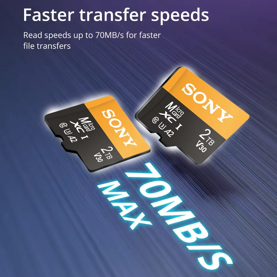 SONY High Speed TF Memory Card A2 C10 Latest Read-Write Tech 2TB/1TB/512GB/256GB for Cameras Phones Computers Dashcams