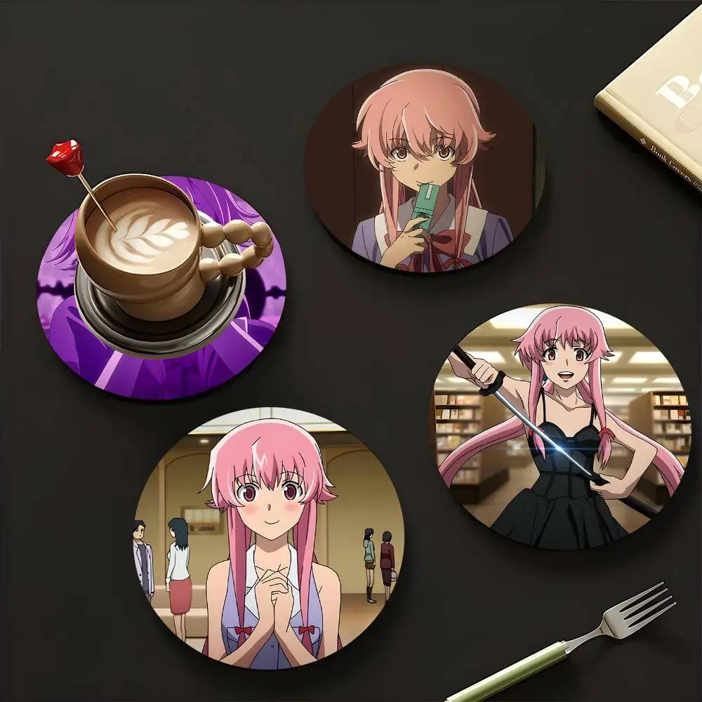 1pc G-asai Yuno Wooden Coaster Colour Printing Cup Mat Home Desk Decoration Gifts