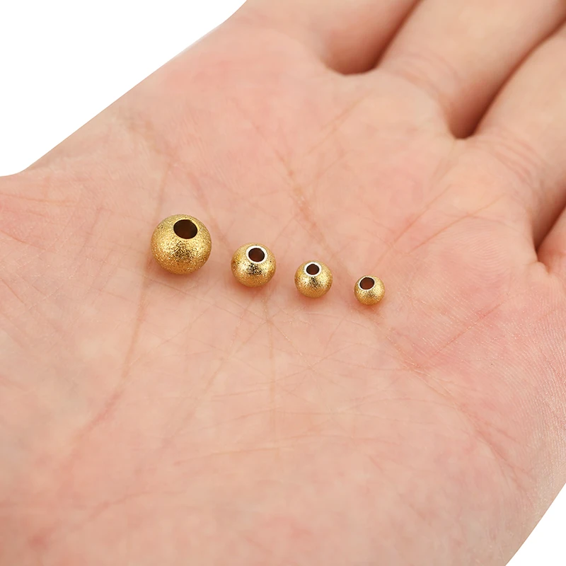 20pcs 4 5 6 8 mm Big Hole Frosted Stainless Steel Spacer Beads PVD Never Fade Bracelets Necklace Beads Jewelry Making Findings