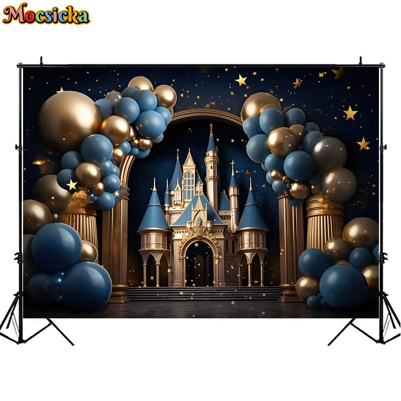 Royal Castle Photography Background Fairy Tale Balloon Kids Cake Smash Backdrops Baby Shower Birthday Party Decor Photo Studio