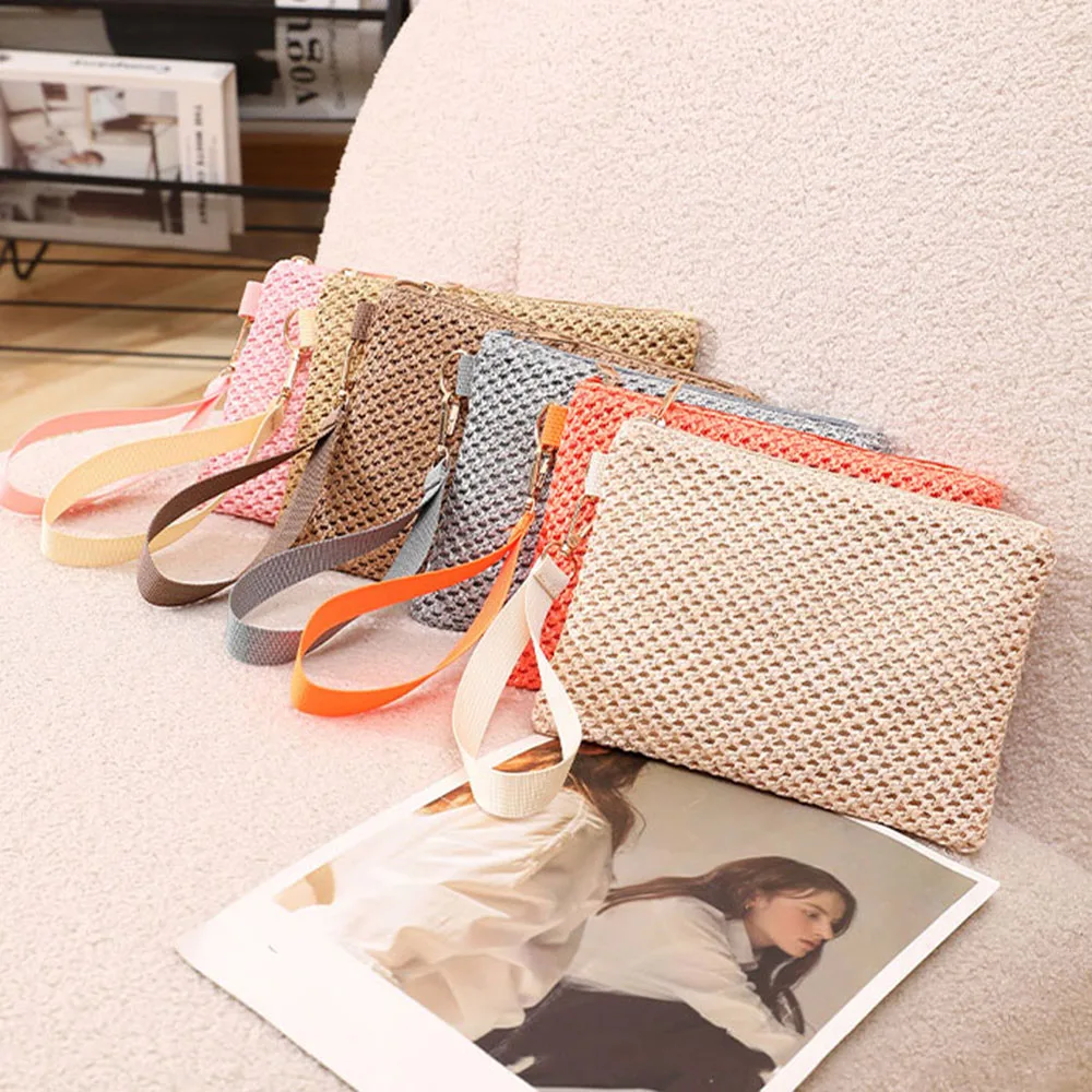 

Модная плетеная Сумочка для женщин, Пляжная Повседневная маленькая плетеная Дорожная сумка-кошелек с держателем для карт