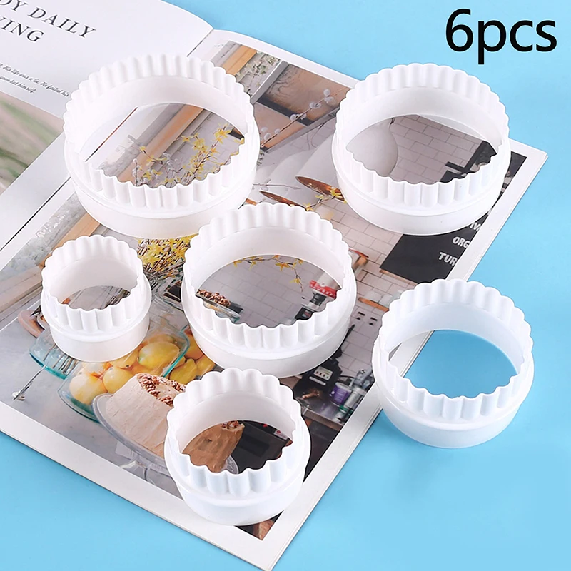 

6Pcs/Set White Wave Round Double-sided Cookie Cutters For Kitchen Tools Baking Pastry Candy Chocolate Tools For Home Pastries
