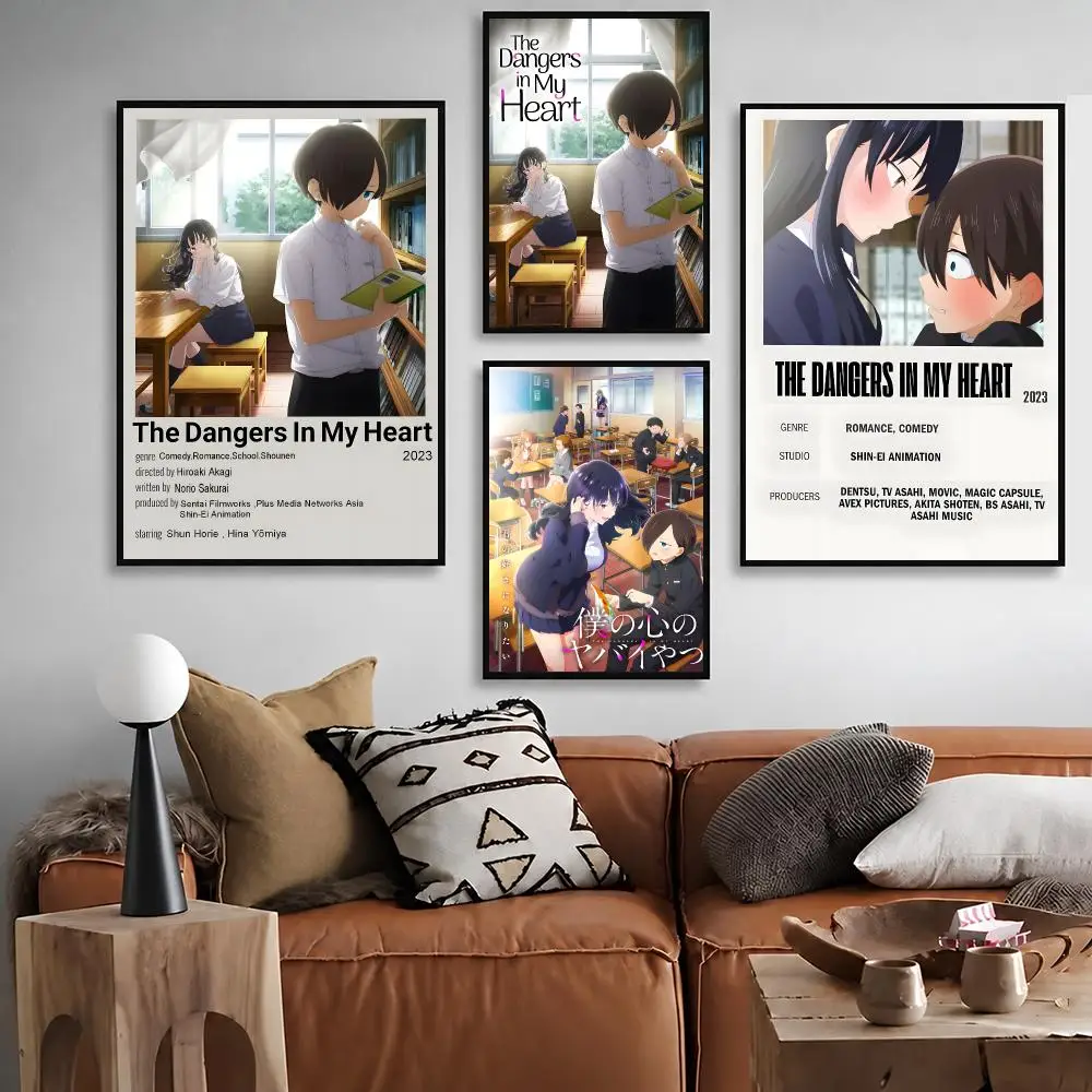 Anime The Dangers in My Heart Poster  Character Print Japanese Graphic Streaming Film Style Wall Artwork Bedroom Decor