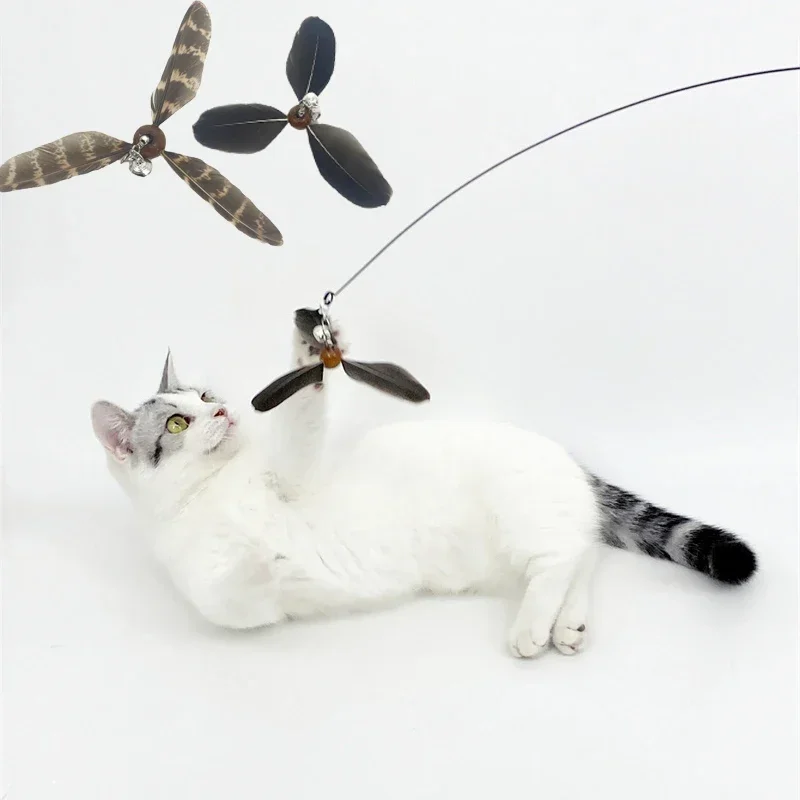 Feather Cat Toy Pet Toy Funny Cat Stick Rotating Feather Cat Teaser Cat Accessories