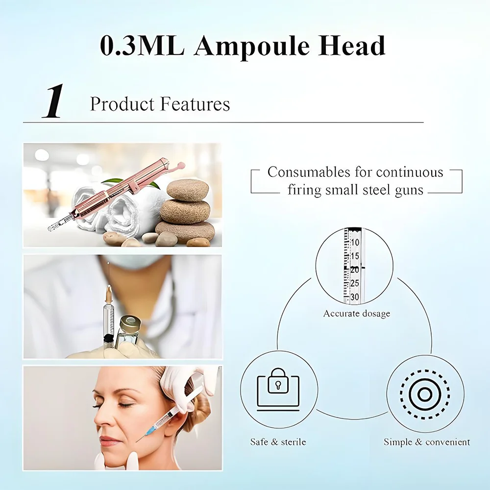 0.3ml 0.5ml Disposable Sterile Ampoule Head for Hyaluron Pen Hyaluronic Acid Gun Atomizer Anti-wrinkle for Lip Filler Lifting