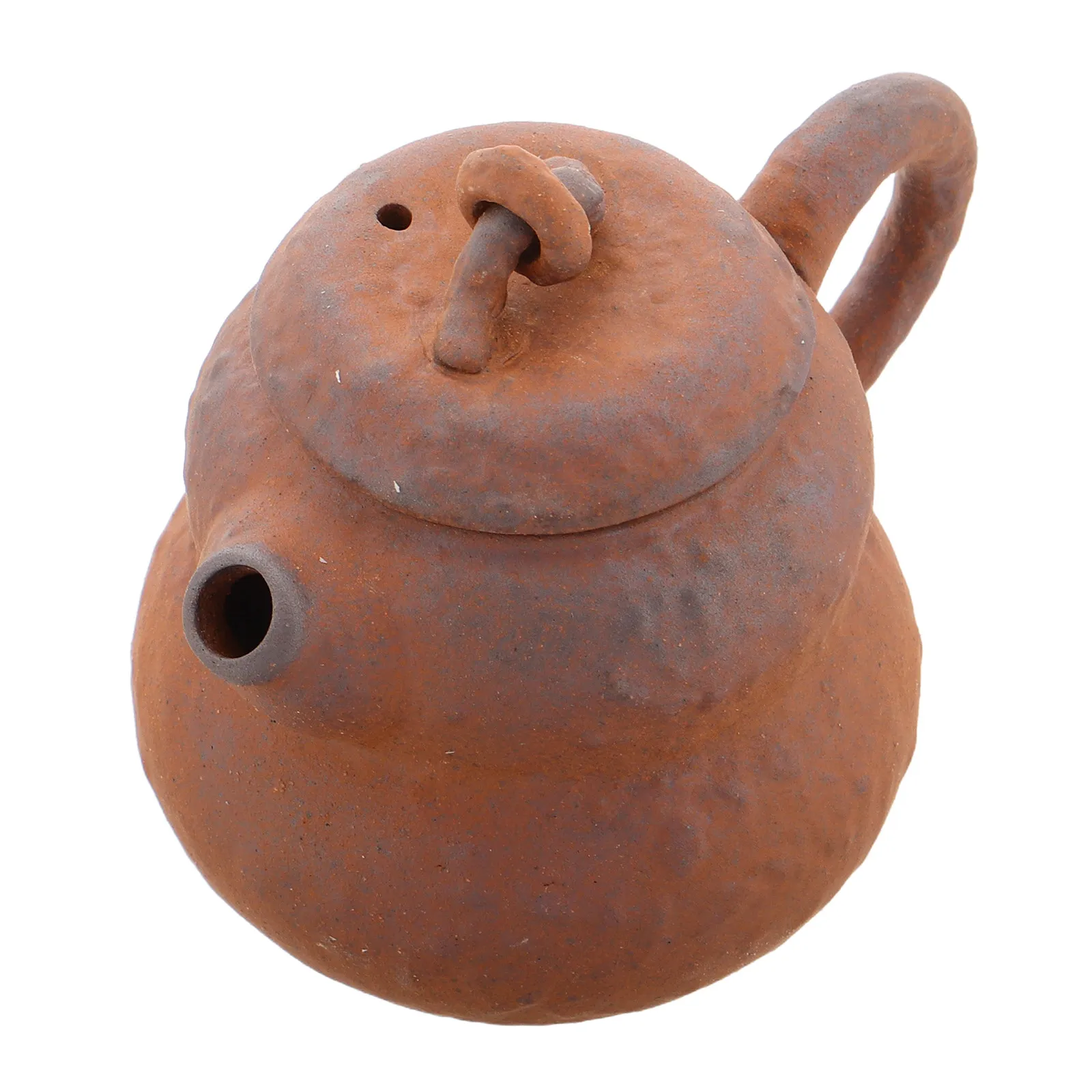 Chinese Gourd Inspired Vintage Teapot Small Ceramic Tea Pot with Integrated Strainer Coarse Pottery Texture for Tea Lovers Decor