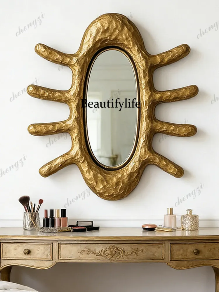 French vintage decorative mirror, living room fireplace, entryway, artistic irregular mirror, creative bathroom makeup mirror