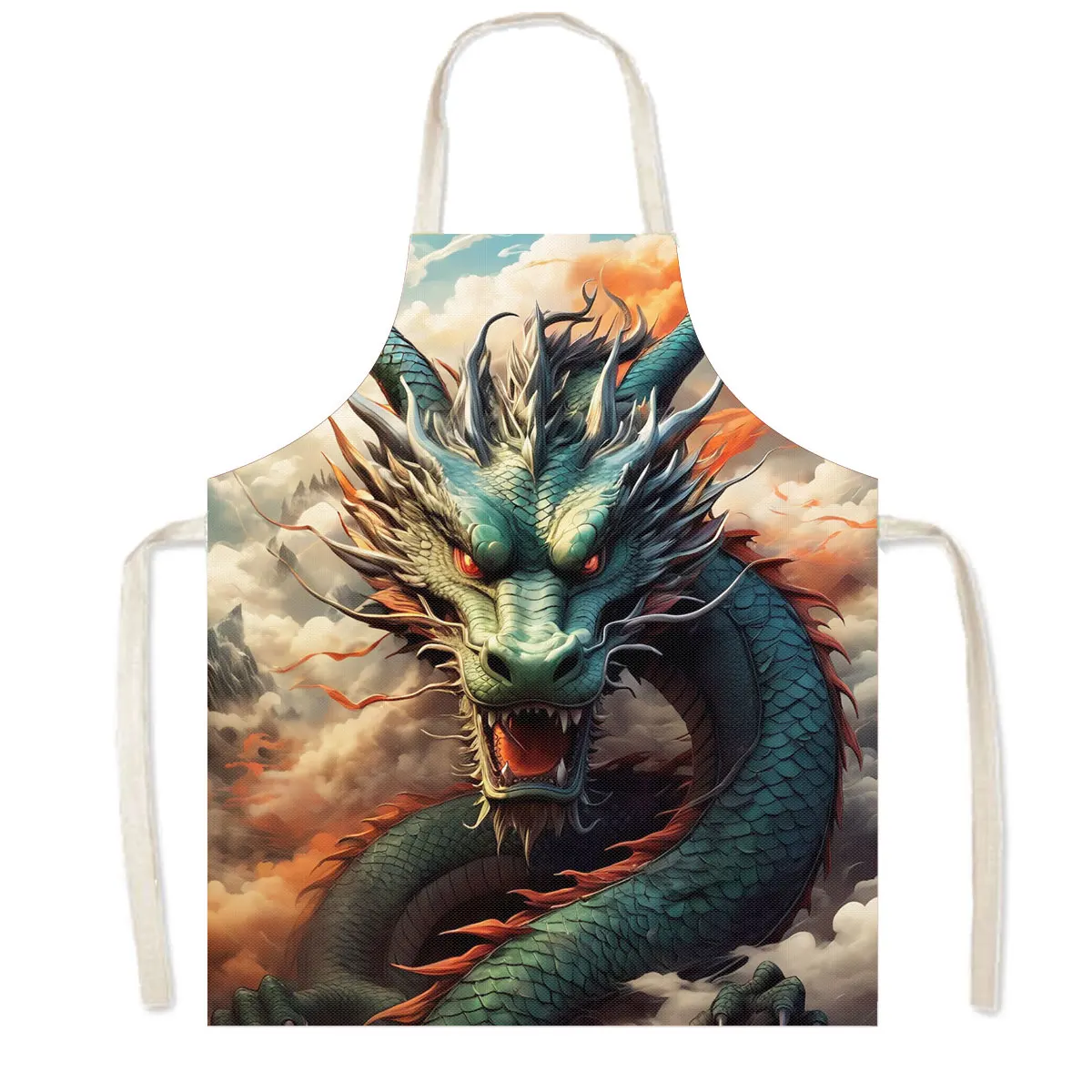 Mysterious Chinese Dragon Print Kitchen Apron Women Men Baking Home Cleaning Clothes Aprons Chef Waiter Barber Pinafore Gift