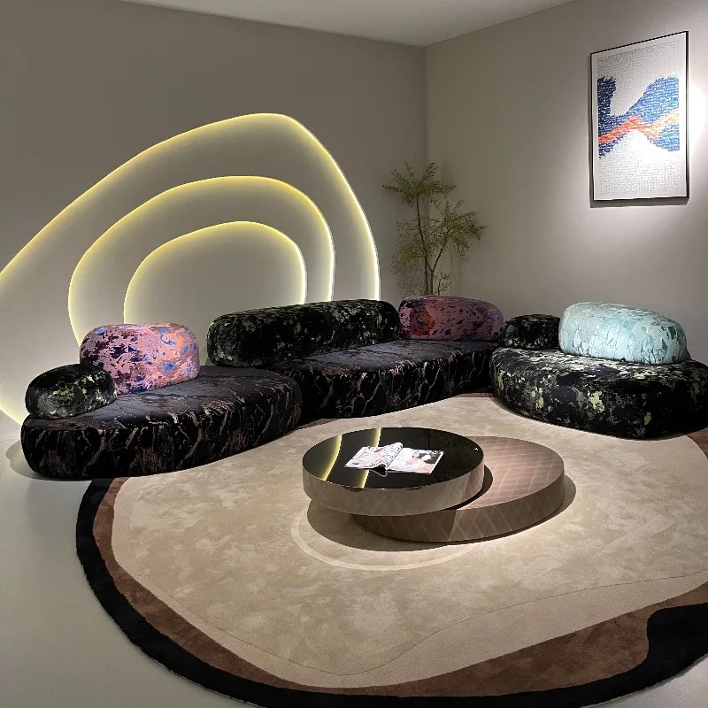 Italian minimalist creative pebble sofa combination special-shaped module