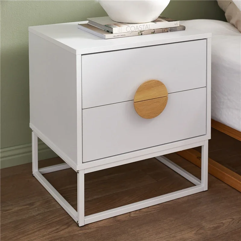 Minisatian White Living Room Cabinets with Solid Wood Modern Design Adjustable Bedside Table for Kitchen Bathroom School Use